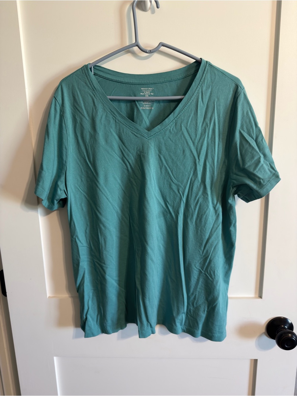 Women's V-Neck Short Sleeve Tee in Teal Turquoise